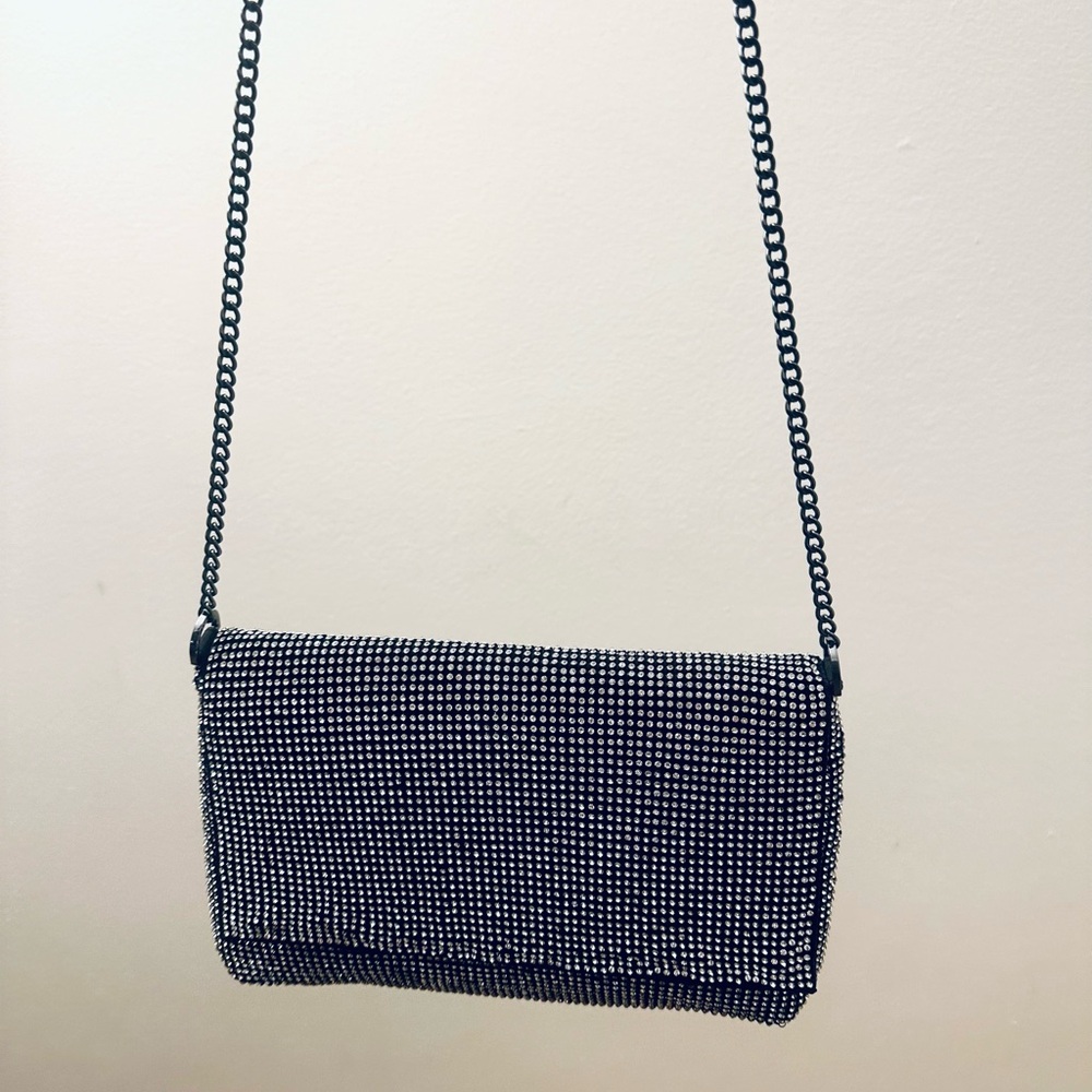 Topshop rhinestone silver crossbody bag